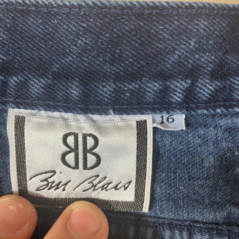 Vintage Bill Blass High Rise Pleated Mom Jeans Dark Wash Blue Tapered Size 16 - Picture 5 of 10